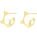 Cute Cat Mini Hoop Earrings - .925 Sterling Silver w/ 18k Gold Plating