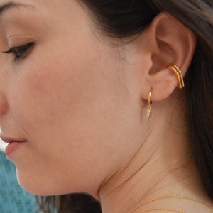 Mini Hoop Earrings - Spike Huggie - [.925 Sterling Silver Coated w/ 18K GOLD]