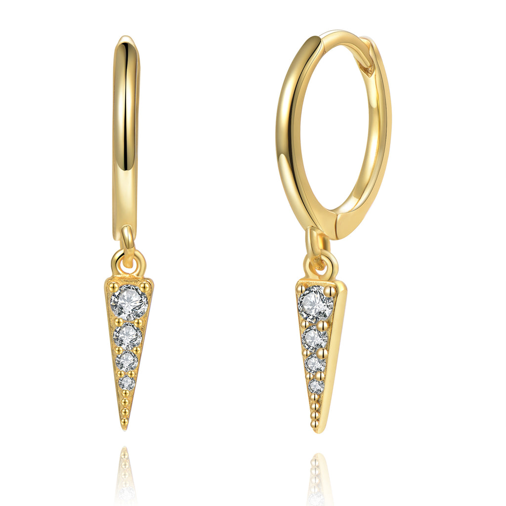 Mini Hoop Earrings - Spike Huggie - [.925 Sterling Silver Coated w/ 18K GOLD]