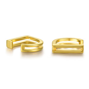 Gold Ear Cuff [Dual Double Band] - .925 Sterling Silver Double Hoop Cartilage Wrap Earring