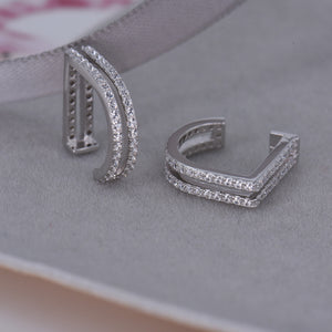 Ear Cuff CZ Hoop Ear Cuff [.925 Sterling Silver] - Double Band Cartilage Wrap