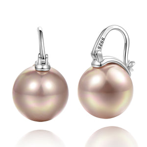 Big Pearl Dangle Earrings [.925 Sterling Silver] - Bridal / Wedding / Ballroom / Gala