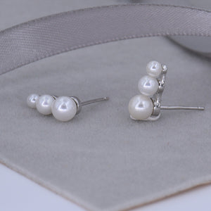 Pearl Stud Earrings [3-Size Cascade] .925 Sterling Silver [Modern Take on Vintage Fashion]