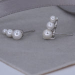 Pearl Stud Earrings [3-Size Cascade] .925 Sterling Silver [Modern Take on Vintage Fashion]