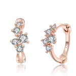 CZ Earrings [Mini Drop Hoop] Huggies [18K Rose Gold Plated - .925 Sterling Silver]