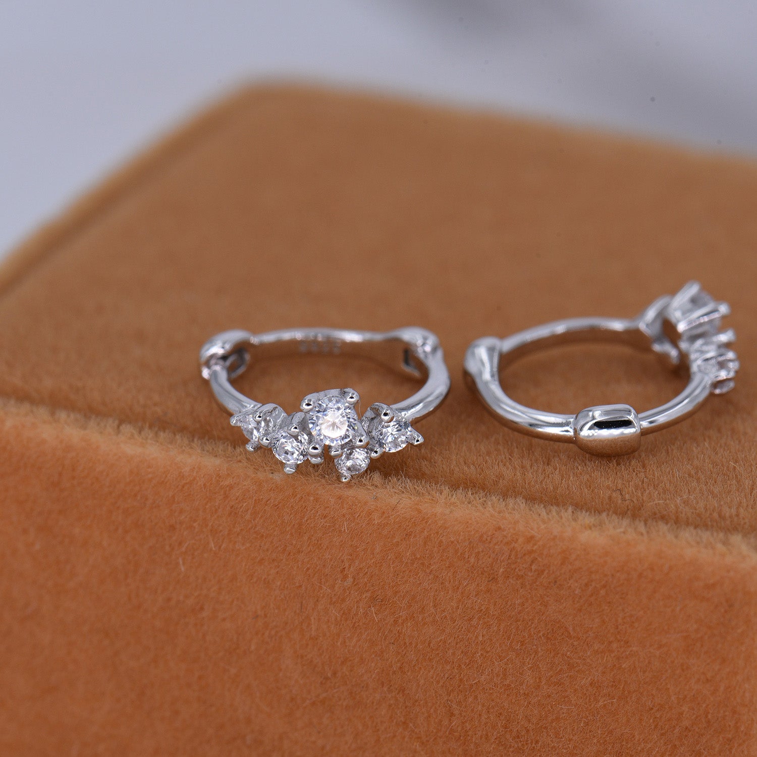 CZ Drop Huggies [Mini Hoop] Earrings [.925 Sterling Silver] - Cubic Zirconia