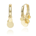 Coin Cluster Drop Mini Hoop Earrings [.925 Sterling Silver Plated w/ 18K Gold]