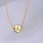 Gold Coin Initial Necklace [ Letter A ] - .925 Sterling Silver [18K Gold Plated] - [14 Inch]