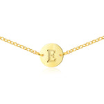 Gold Coin Initial Necklace [ Letter E ] - .925 Sterling Silver [18K Gold Plated] - [14 Inch]