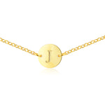 Initial Necklace - Choker - [Letter J] - .925 Sterling Silver [18K Gold Plated] Chain [14 Inch]