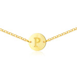 Short Initial Necklace [ Letter P ] - .925 Sterling Silver [18K Gold Plated]