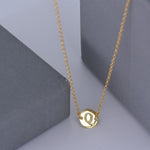 Gold Coin Initial Necklace [ Letter Q ] - .925 Sterling Silver [18K Gold Plated] - [14 Inch]