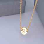 Gold Coin Initial Necklace [ Letter R ] - .925 Sterling Silver [18K Gold Plated] - [14 Inch]