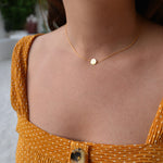 Gold Coin Initial Necklace [ Letter W ] - .925 Sterling [18K Gold Plated] Layer Chain [14 Inch]