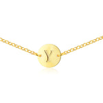 Gold Coin Initial Necklace [ Letter Y ] - .925 Sterling [18K Gold Plated] Layer Chain [14 Inch]