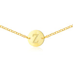 Gold Coin Initial Necklace [ Letter Z ]  - .925 Sterling Silver [18K Gold Plated] - Chain [14 Inch]