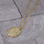 Moon & Stars CZ Oval Medallion Necklace - Hypoallergenic .925 Sterling - 18K Gold Plating