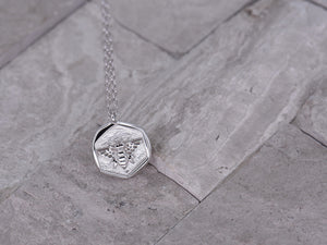 Silver Coin Necklace [Sterling .925] "Sweet Honey Bee" Charm Pendant