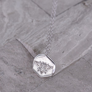 Silver Coin Necklace [Sterling .925] "Sweet Honey Bee" Charm Pendant