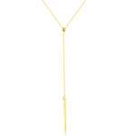 Lariat Vertial Bar Necklace [.925 Sterling Silver w/ 18K Gold Plating] Minimalist Style