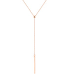 Lariat Vertial Bar Necklace [.925 Sterling Silver w/ 18K Rose Gold Plating] Dainty Beaded