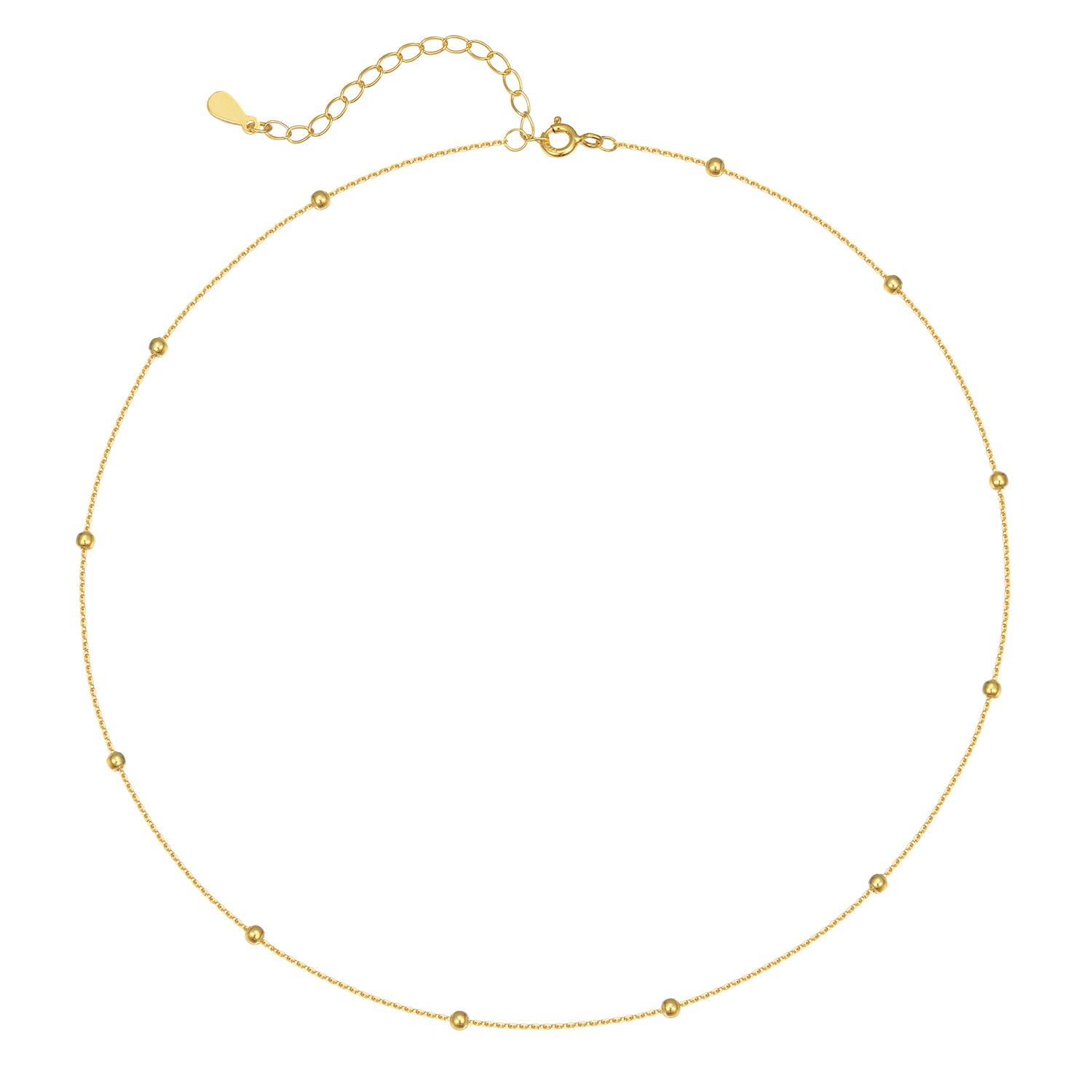 Satellite Bead Choker Necklace - [.925 Sterling Silver w/ 18K GOLD Plating]