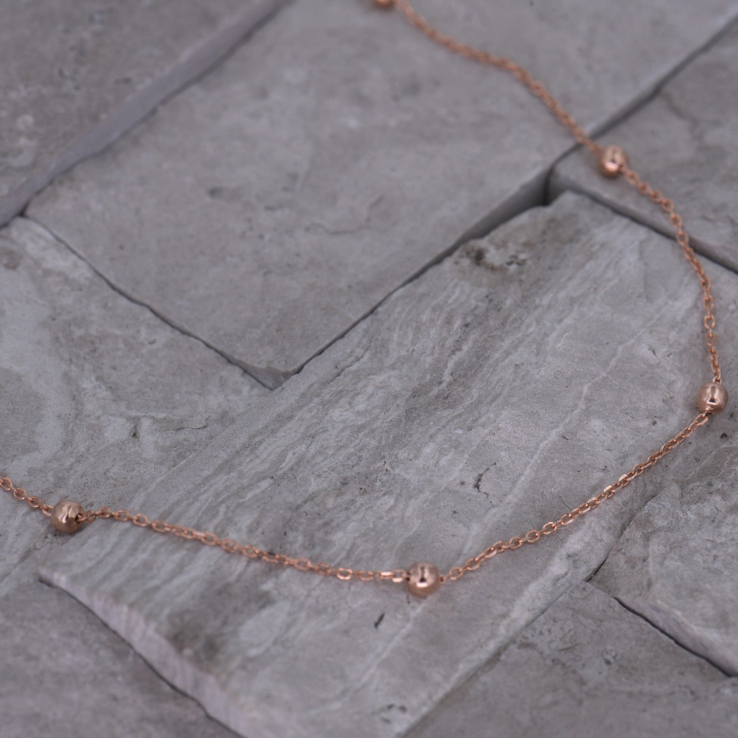 Satellite Bead Choker Necklace - [.925 Sterling Silver w/ 18K Rose GOLD Plating]