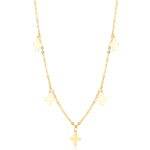 Cross Choker Necklace - Layer Chain - [.925 Sterling Silver - 18K Gold Plated]